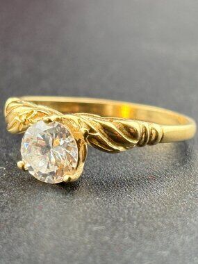 14k Gold Round Solitaire CZ 0.9 Ct Engagement Ring Designer JD Sz. 7.5 - 2.19 gm